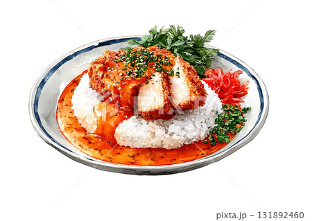 カツカレーのイラスト（水彩風） 131892460
