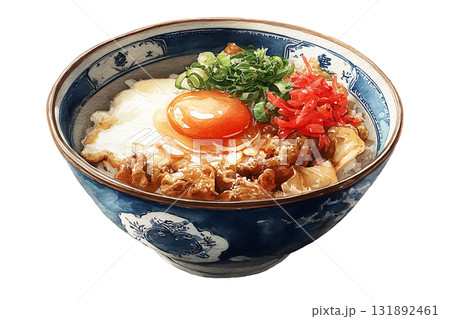 牛丼のイラスト（水彩風） 131892461