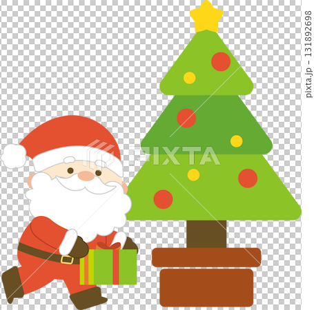 プレゼントを持ったサンタさんとクリスマスツリー プレゼントを持ったサンタさんとクリスマスツリー 131892698