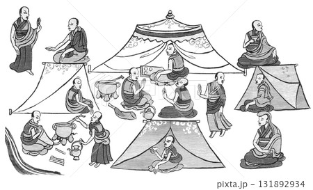 19世紀の仏教研究　イラスト　ラマ僧 131892934