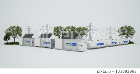Alternative energy concept with group of energy storage systems or battery container units with various sources of energy 131892965