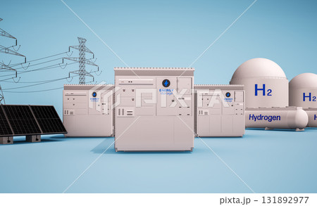 Alternative energy concept with group of energy storage systems or battery container units with various sources of energy 131892977