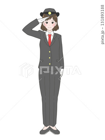 長袖の制服を着た女性駅員のイラスト 131893188