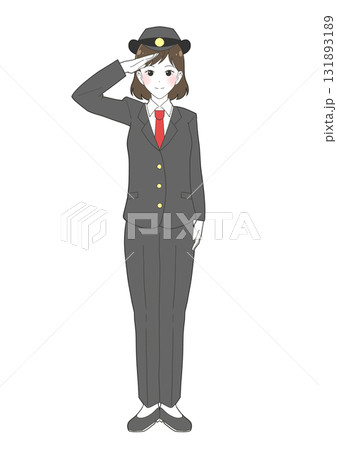 長袖の制服を着た女性駅員のイラスト 131893189