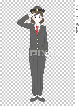 長袖の制服を着た女性駅員のイラスト 131893189