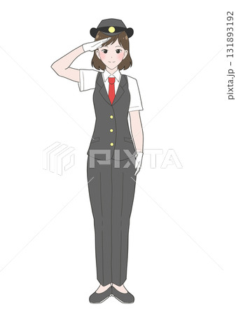 半袖の制服を着た女性駅員のイラスト 131893192