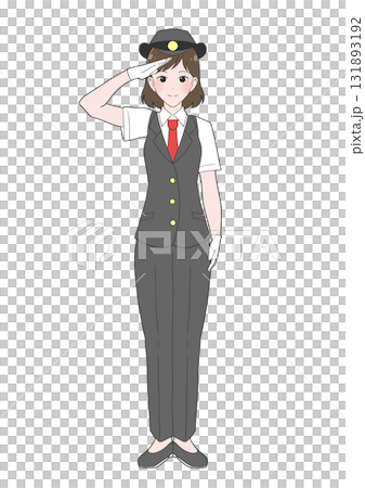 半袖の制服を着た女性駅員のイラスト 131893192