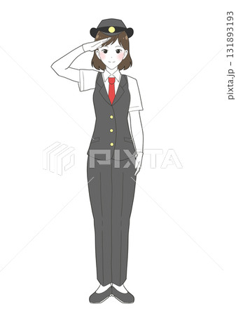 半袖の制服を着た女性駅員のイラスト 半袖の制服を着た女性駅員のイラスト 131893193
