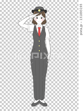 半袖の制服を着た女性駅員のイラスト 半袖の制服を着た女性駅員のイラスト 131893193