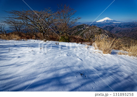 早春の丹沢・鍋割山山頂から見る富士山 早春の丹沢・鍋割山山頂から見る富士山 131893258