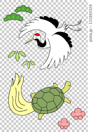鶴、龜、松、竹、梅的插圖 131893329