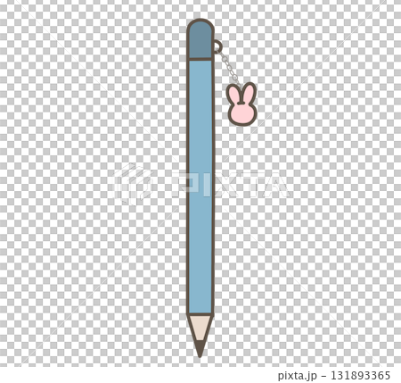 学校の文房具シリーズ　うさぎのチャーム付き鉛筆のイラスト 131893365