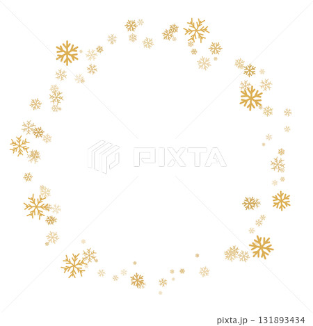 黄色のシンプルな雪の結晶の丸いフレーム 131893434