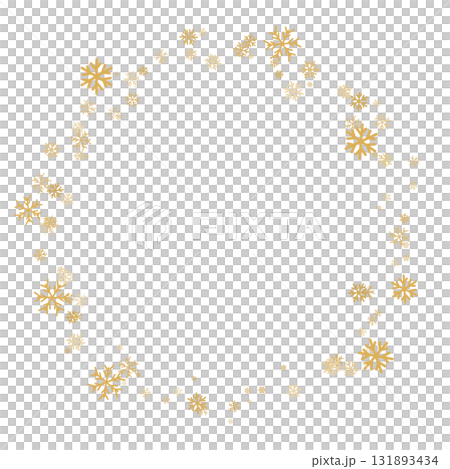 黄色のシンプルな雪の結晶の丸いフレーム 131893434