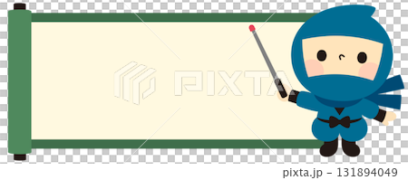 Ninja holding a scroll (horizontal) and a pointer 131894049
