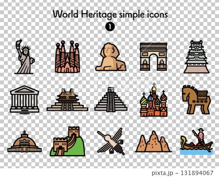 簡單圖標集合世界遺產 131894067