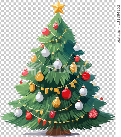 用裝飾品裝飾的聖誕樹（向量） 131894152