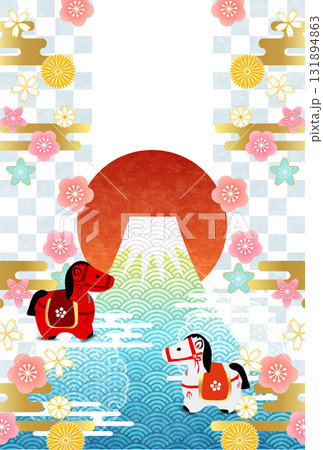 午 年賀状 干支 背景 午 年賀状 干支 背景 131894863