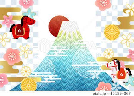 午 年賀状 干支 背景 午 年賀状 干支 背景 131894867