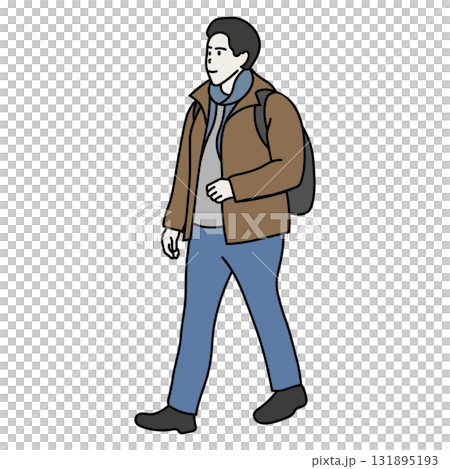 Winter: A man walking in a casual coat 131895193