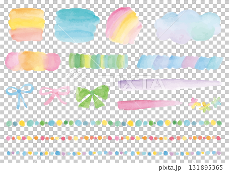 Cute watercolor design parts set of 16 Cute watercolor design parts set of 16 131895365
