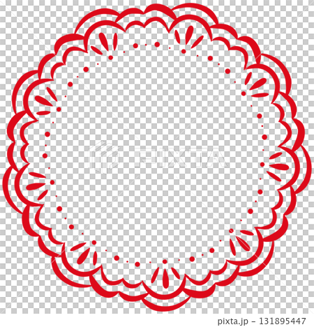 紅色餅乾形花邊框架 131895447