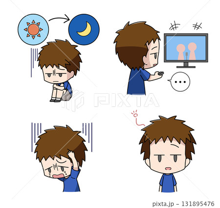 うつの精神的症状のイラスト4種類セット・男の子 うつの精神的症状のイラスト4種類セット・男の子 131895476