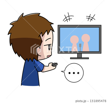 テレビを見ても楽しくない男の子のイラスト 131895478