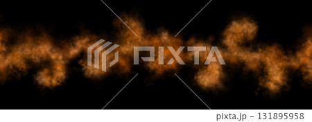 Orange smoke cloud line on transparent background mockup template for fire explosion or cinematic atmosphere effect 131895958