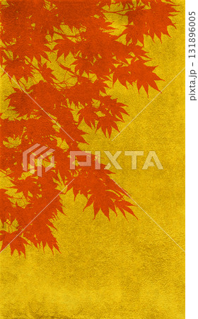 リアルなモミジを金箔に描いた、琳派風のシルエットアート 131896005