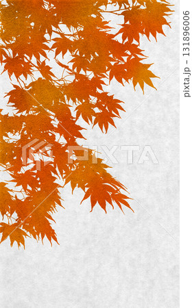 モミジのシルエットアート、紅く色づく秋の背景 131896006