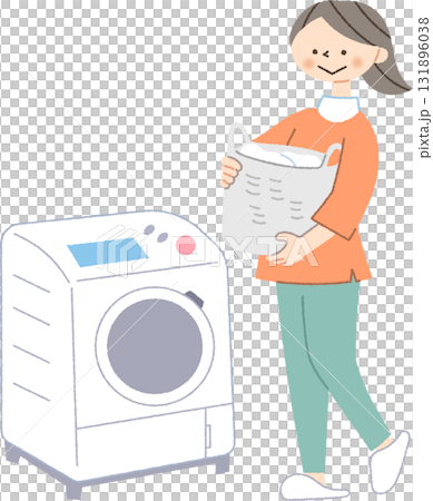 Woman doing laundry 131896038