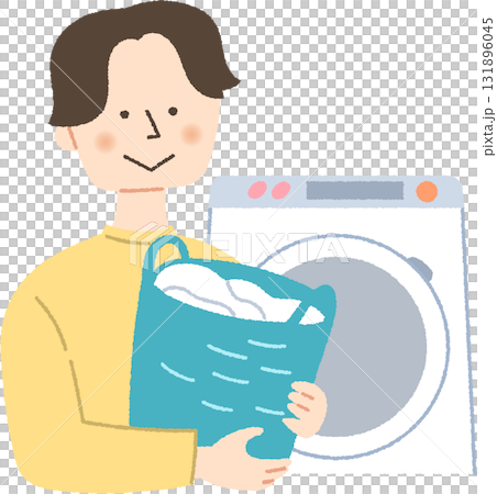 洗濯物をする男性 131896045