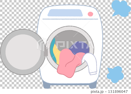 洗濯物でいっぱいの洗濯機 131896047