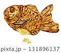 水彩で描いた焼きたての美味しそうなたい焼きクリームのイラスト素材 131896137