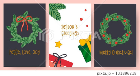 Hand Drawn Christmas Greeting Card Set Hand Drawn Christmas Greeting Card Set 131896219