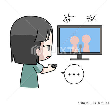 テレビを見ても楽しくない女の子のイラスト 131896233