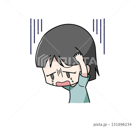 不安で泣き出す女の子のイラスト 131896234