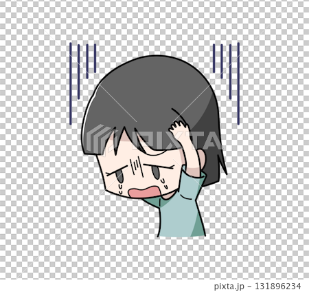 不安で泣き出す女の子のイラスト 131896234