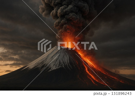噴火する富士山 噴火する富士山 131896243