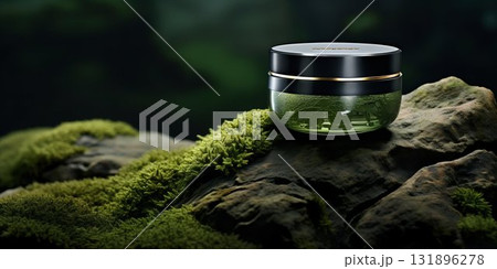 Eco-Friendly Cosmetic Jar in Natural Setting. Generative ai 131896278