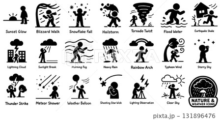 自然と気象のピクトグラム、Nature and Weather Icon set 131896476