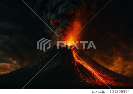 噴火する富士山 131896594