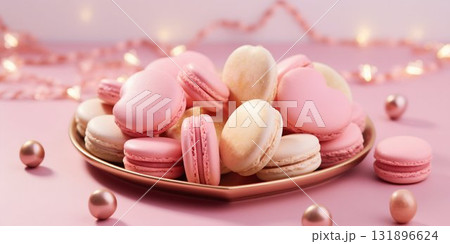 Assorted Gourmet Macarons with Elegant Decorations. Generative ai 131896624