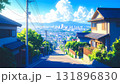坂道の上から見える住宅街の風景 131896830