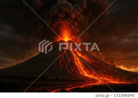 火山の噴火 131896840