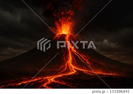 火山の噴火 131896845