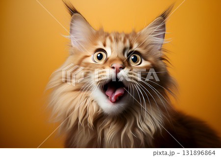 Red cat dropping his jaw surprisingly 131896864