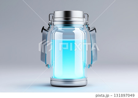 Bright Blue Liquid in Modern Transparent Lantern Bottled for Versatile Use and Aesthetic Appeal Bright Blue Liquid in Modern Transparent Lantern Bottled for Versatile Use and Aesthetic Appeal 131897049