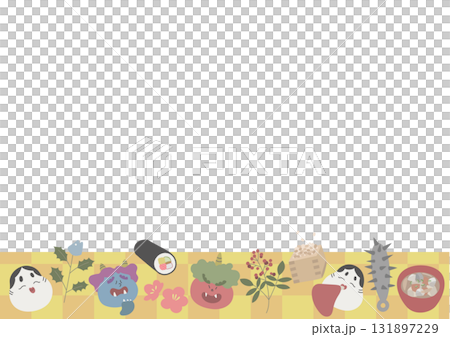 Setsubun illustration background frame yellow Setsubun illustration background frame yellow 131897229